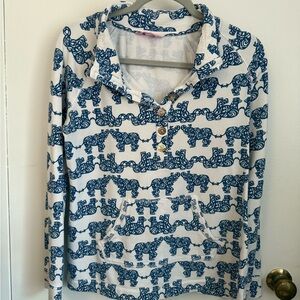 Lilly Pulitzer Blue and Cream Patterned Pullover